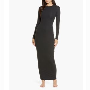 SKIMS Long Sleeve Maxi Dress in Black
